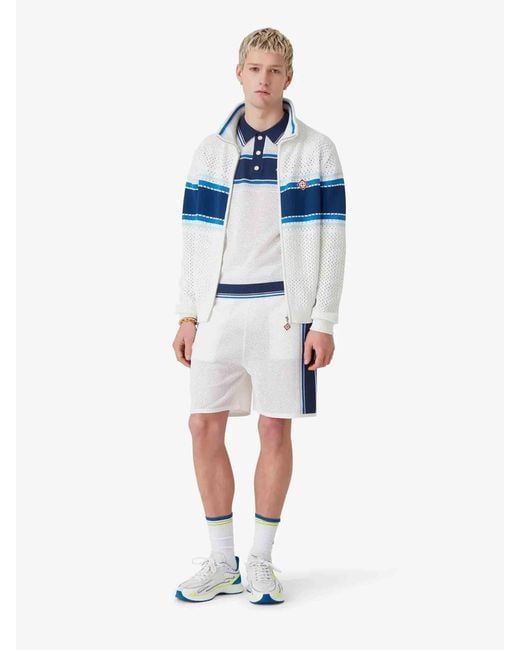 Casablanca Blue Striped Mesh Bermuda Shorts for men