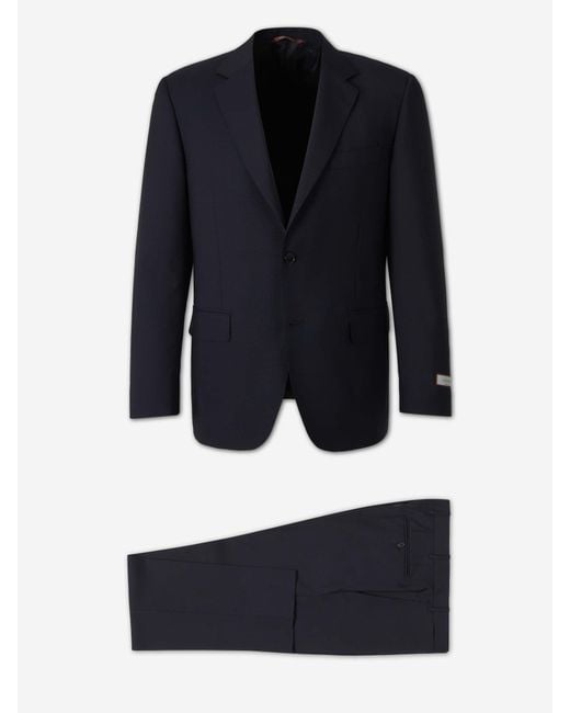 Canali Blue Straight Wool Suit for men