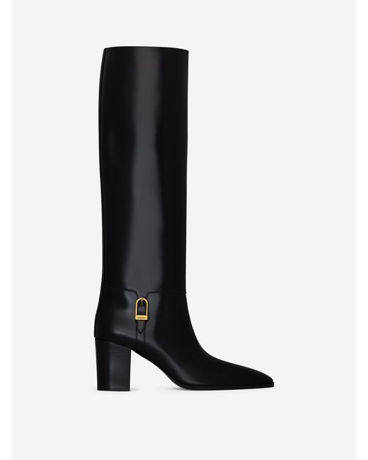 Saint Laurent Black Leather Julia 70 Boots