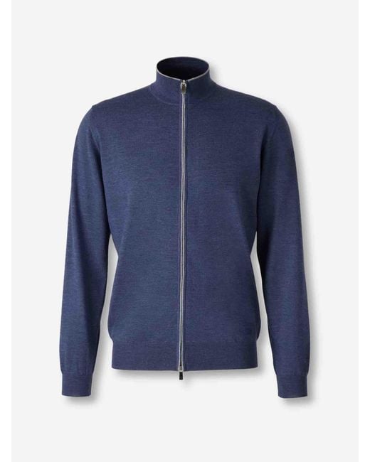 Santa Eulalia Blue Wool Cardigan Zipper for men
