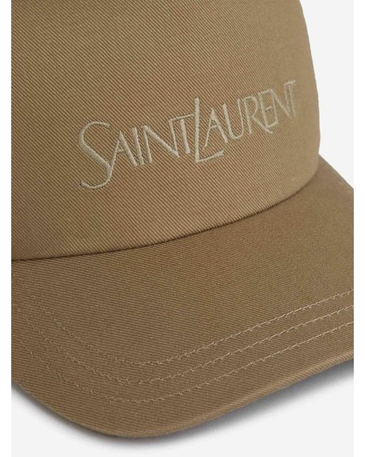 Saint Laurent Gorra Algodón Logo in Natural für Herren