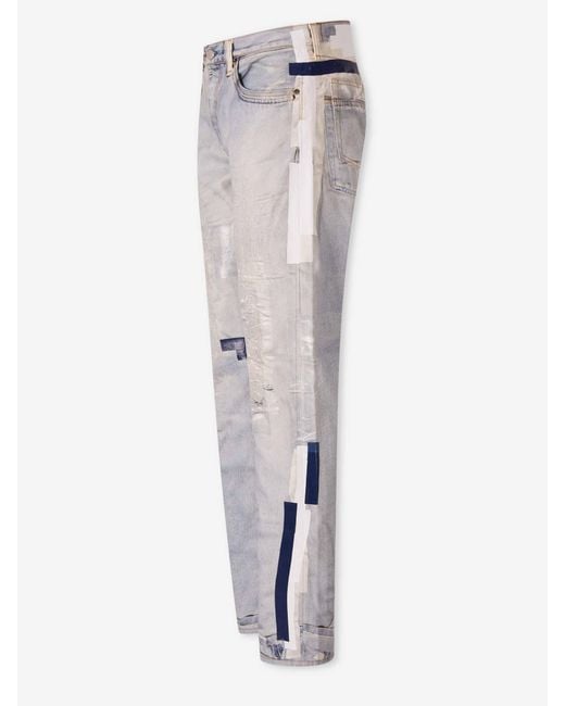 Acne Gray Straight Jeans With Ribbon Effect for men