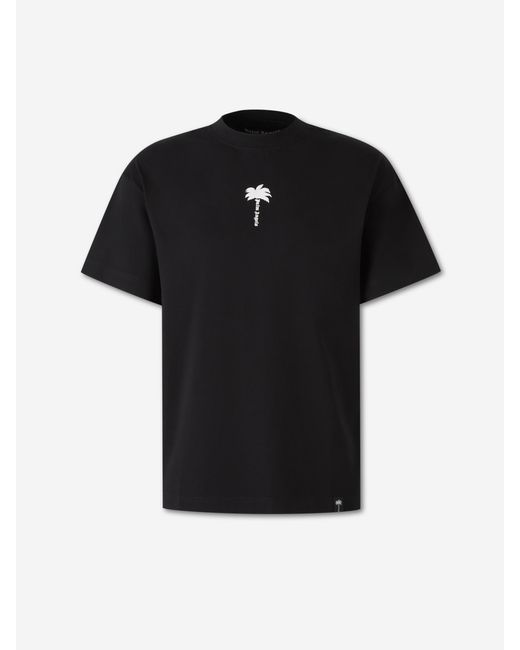 Palm Angels Black Short Sleeve T-Shirt Palm Tree for men
