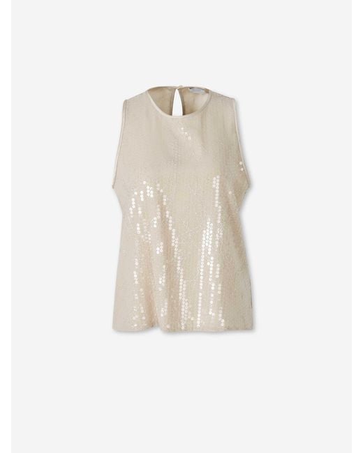 Peserico White Top Sequins