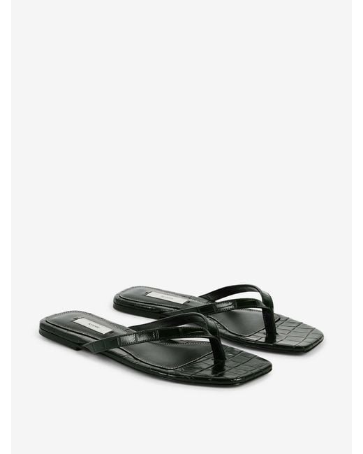 Totême White Crocodile Effect Sandals