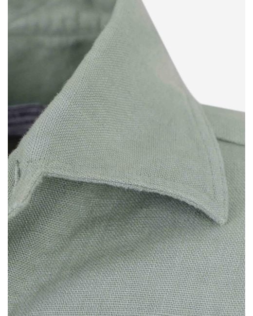 Vincenzo Di Ruggiero Green Plain Linen Shirt for men