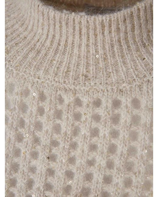 Peserico Natural Openwork Sequin Sweater