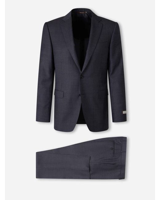 Canali Blue Straight Wool Suit for men