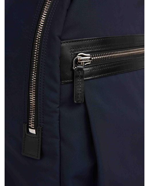Tom Ford Blue Nylon Leather Backpack for men