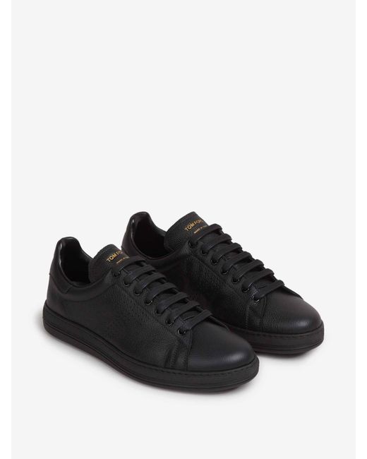 Tom Ford Black Leather Sports Shoes for men
