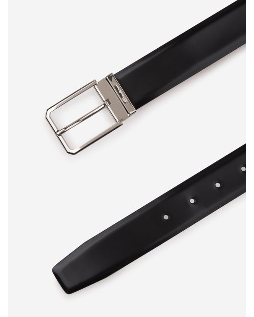 Santoni Black Adjustable Leather Belt for men