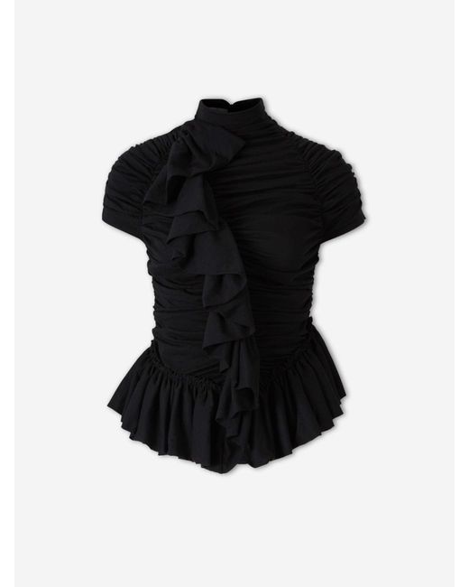 Dries Van Noten Black Top Ruffles