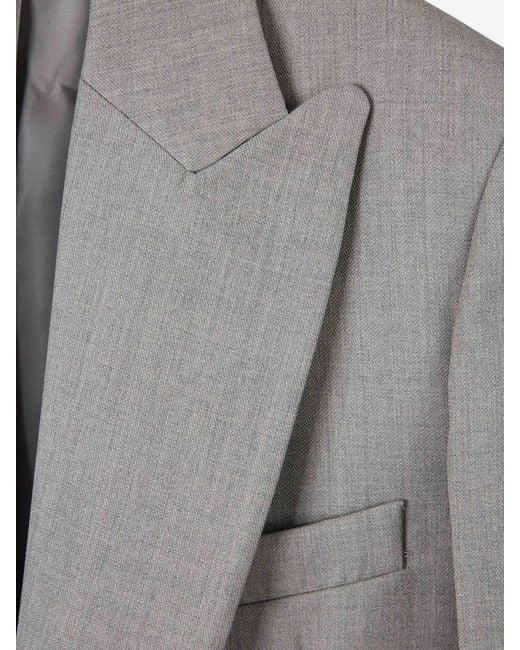Victoria Beckham Gray Straight Closure Blazer