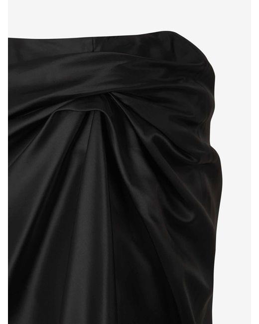 Falda Midi Drapeada Balenciaga de color Black