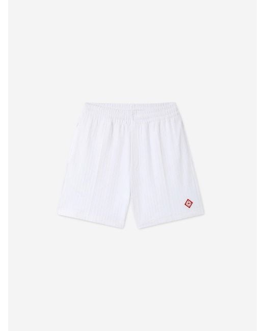 Casablanca White Ribbed Logo Bermuda Shorts for men