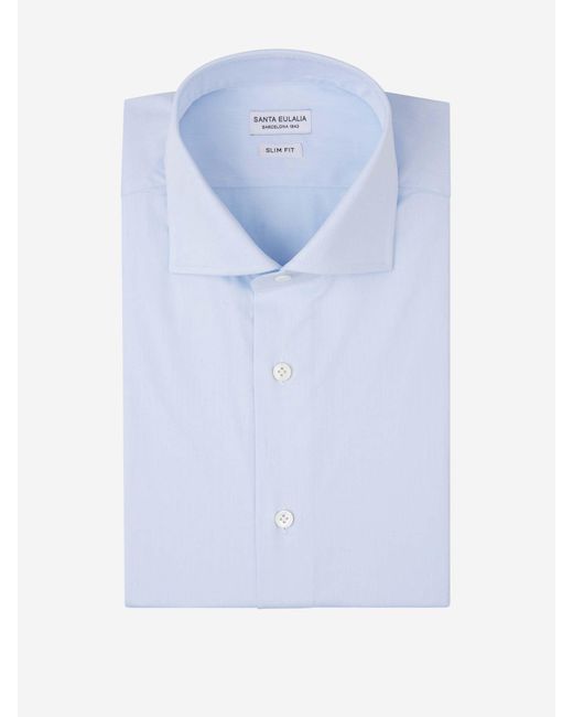 Santa Eulalia Blue Slim Plain Shirt for men