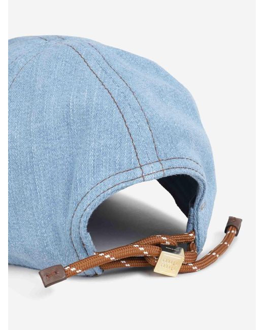 Miu Miu Blue Denim Logo Cap