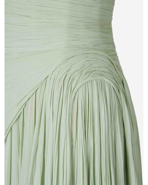 Marmar Halim Green Draped Silk Dress