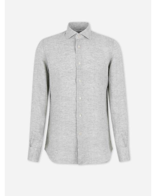 Santa Eulalia Gray Straight Linen Shirt for men