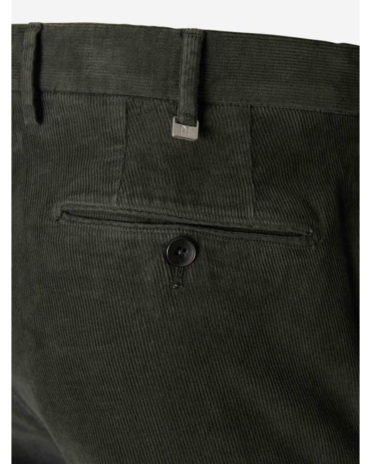 PT Torino Gray Corduroy Straight Trousers for men