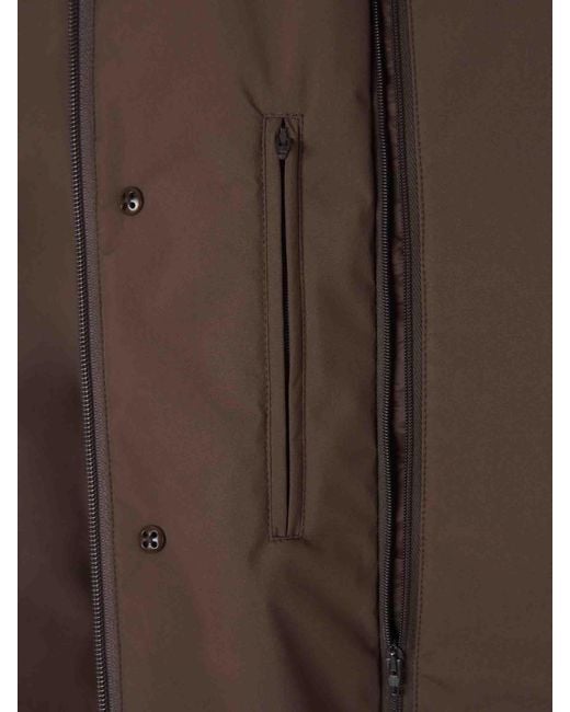 Herno Brown Long Feather Down Jacket for men