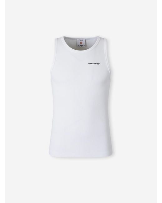 Casablanca White Ribbed Tank Top for men