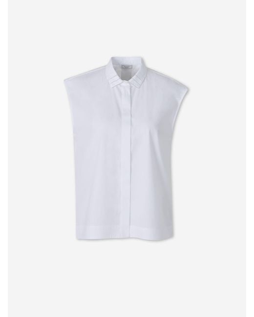 Peserico White Plain Cotton Blouse