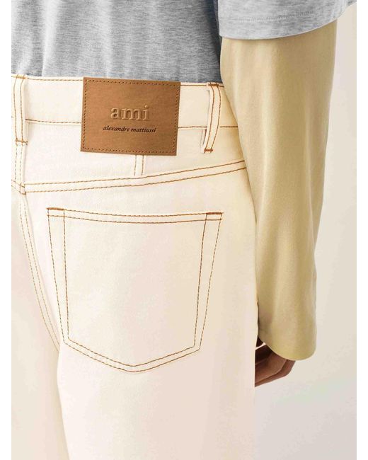 AMI Natural Wide Leg Cotton Bermuda Shorts for men