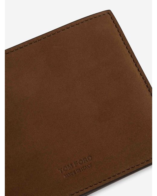 Tom Ford Brown Nubuck Folding Wallet for men