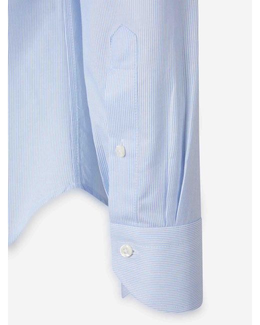 Camisa Lisa Algodón Canali de hombre de color Blue