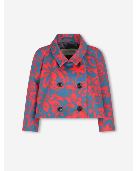 Dries Van Noten Red Printed Cropped Jacket