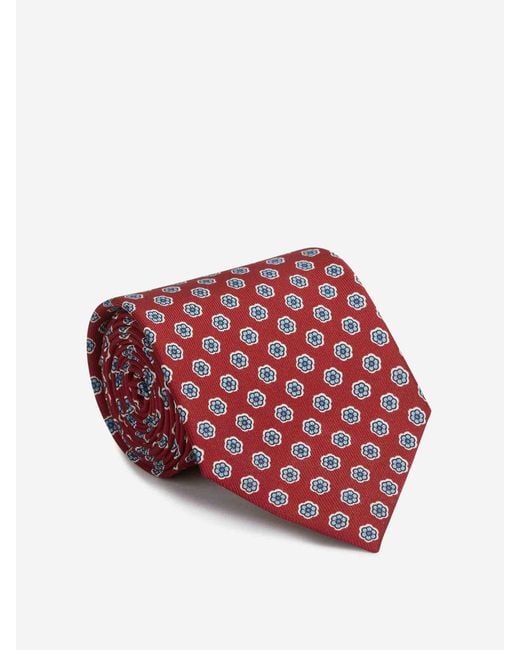 Marinella Red Floral Silk Tie for men