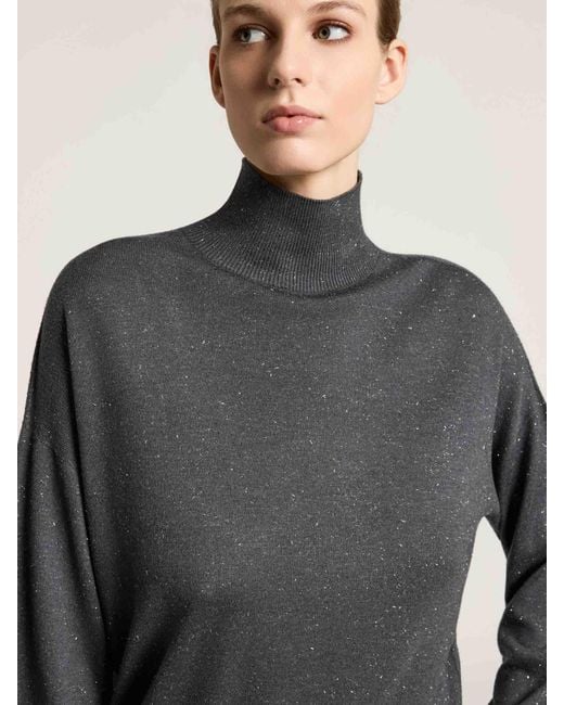 Peserico Black Lurex Turtleneck Sweater