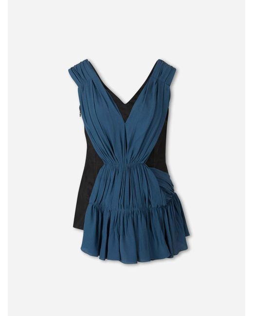 Marni Blue Asymmetrical Draped Top