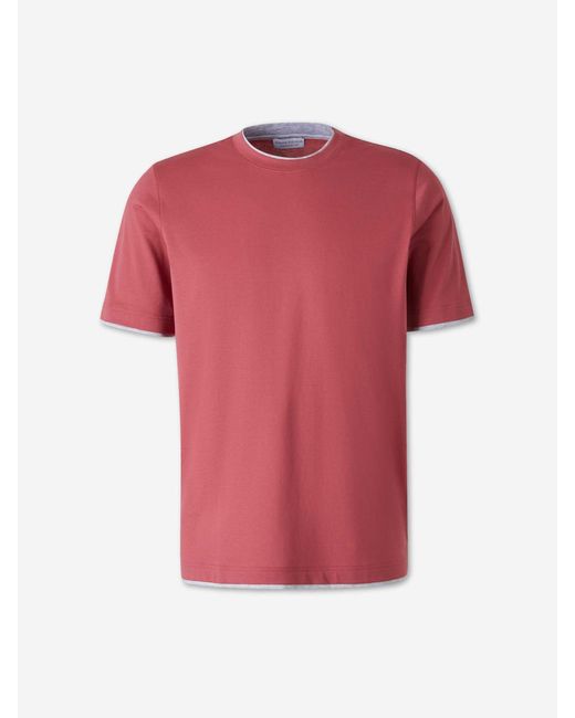 Santa Eulalia Pink Contrast Trim T-Shirt for men