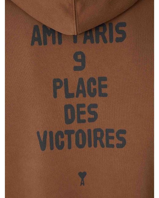 AMI Brown Sudadera Capucha Logo for men