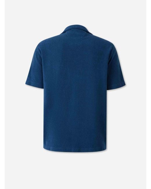 Camisa Terry Algodón Fedeli de hombre de color Blue