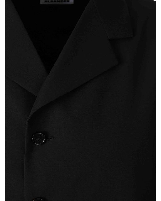 Jil Sander Black Wool Poplin Jacket for men