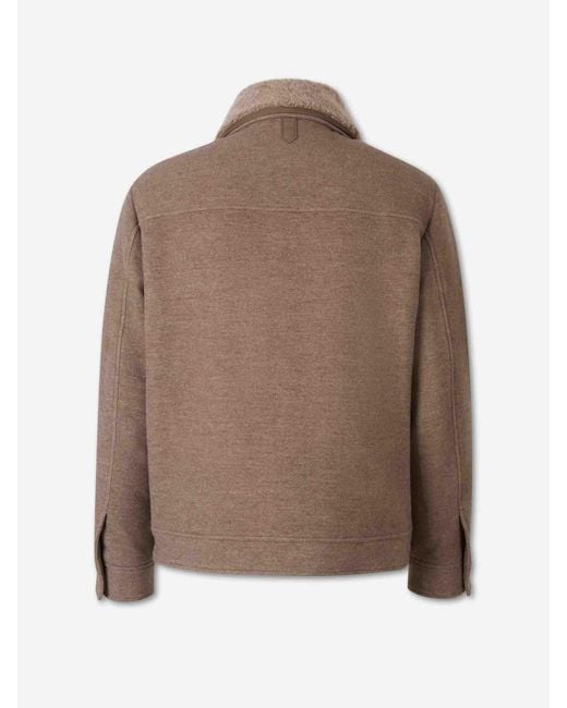 Canali Brown Short Cashmere Wool Coat for men