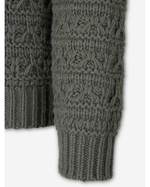 Canali Green Thick V-Neck Sweater for men