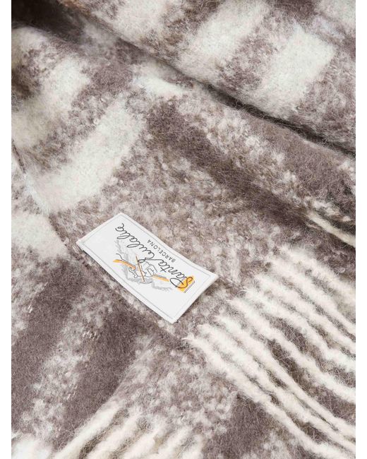 Santa Eulalia White Wool Check Scarf for men