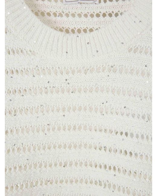 Peserico White Crew Neck Sweater