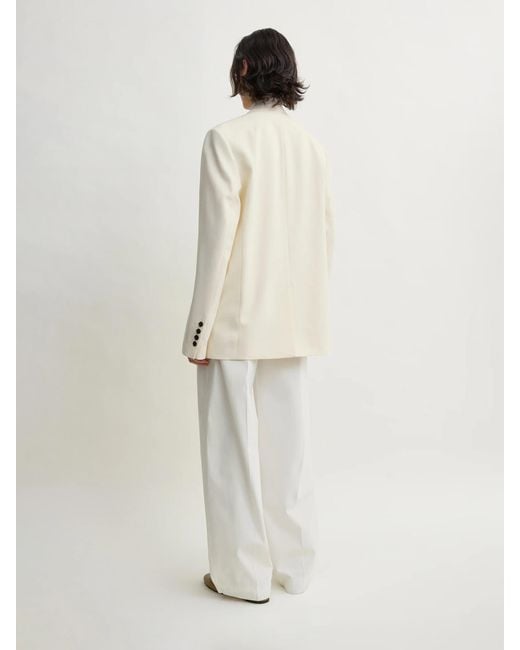 Totême White Frayed Straight Blazer