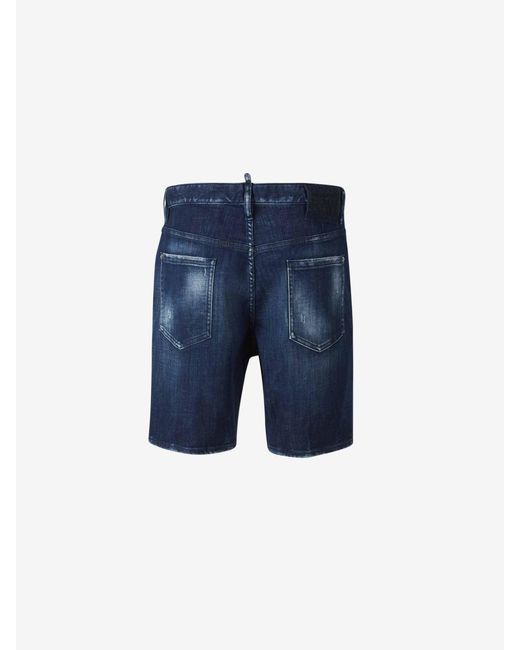 DSquared² Blue Cotton Denim Bermuda Shorts for men
