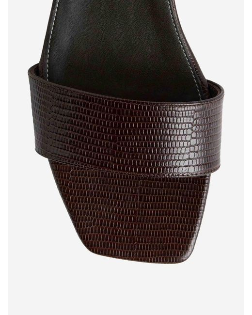 Totême White Lizard Effect Leather Mules