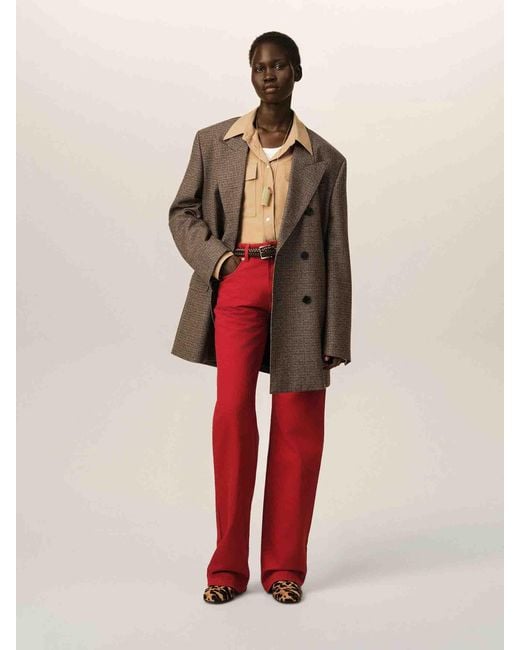 AMI Brown Double-Breasted Printed Blazer