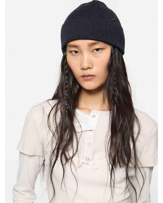 Acne Blue Ribbed Wool Hat for men