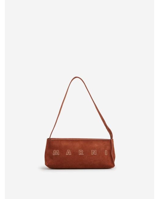 Marni Red Rectangular Suede Bag