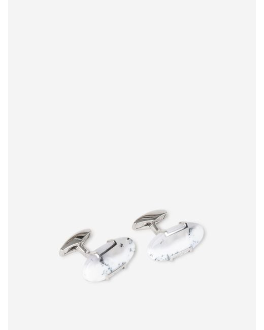 Tateossian White Dendritic Oval Cufflinks for men