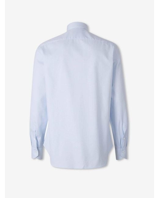 Canali Blue Micro Print Cotton Shirt for men